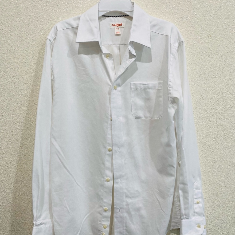 Cat & Jack White Button Down Shirt Crisp Cotton